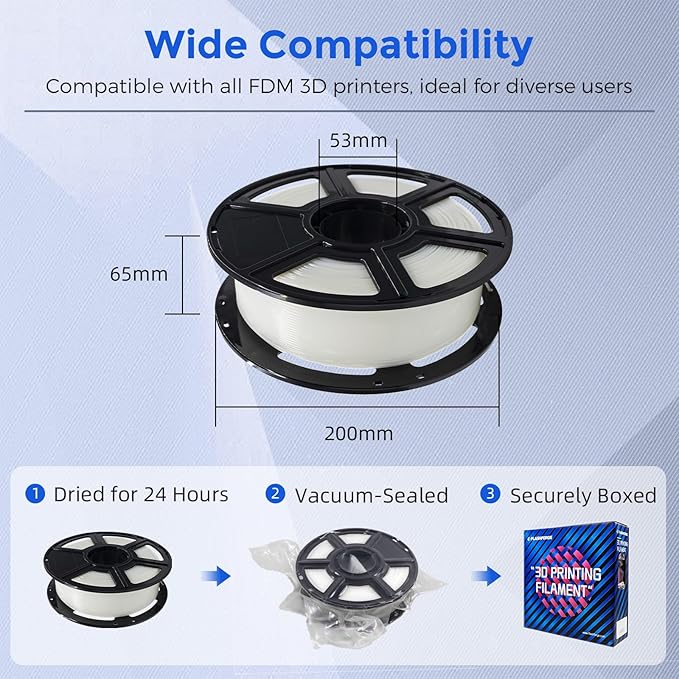 FLASHFORGE PETG Pro Filament 1.75mm Natural, 3D Printer Filament 1kg Spool - Image 6