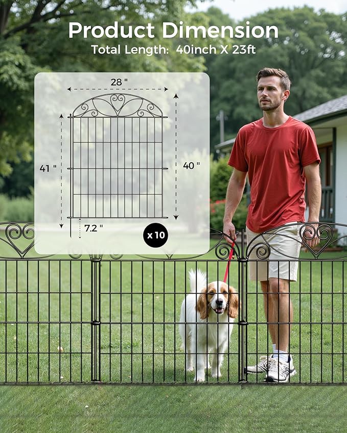 10 Panels No Dig Decorative Outdoor Garden Fence - Image 7