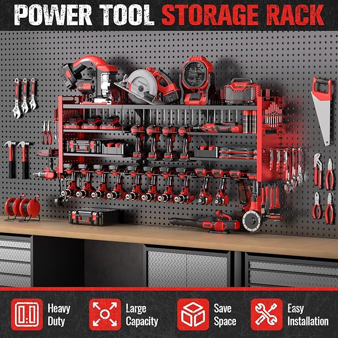 49.8" W Super Large Power Tool Organizer Wall Mount, 4-Layer Heavy Duty Tool - Image 7
