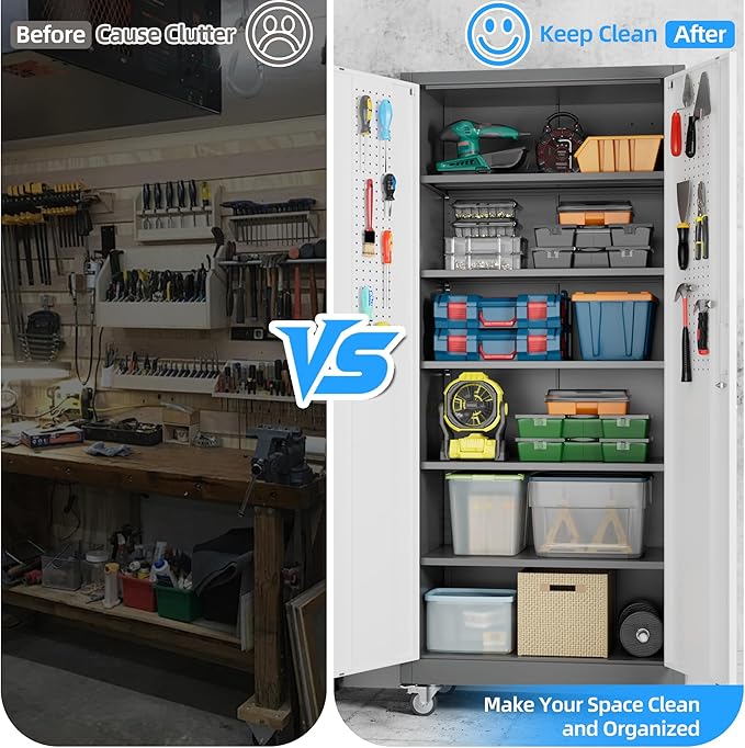 Aobabo Upgrade 71H''*32''W*16''D Metal Garage Storage Cabinet - Image 6