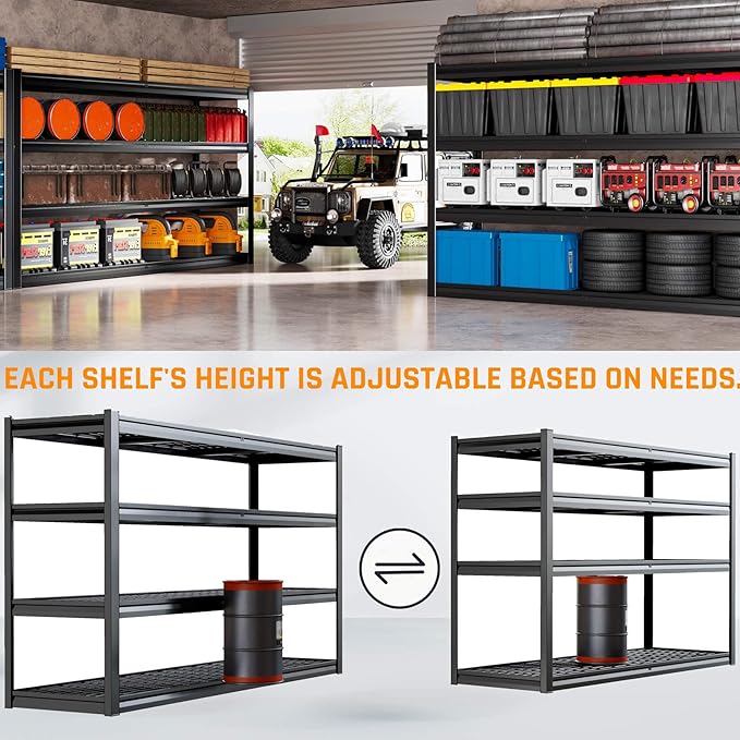 77" W Kitchen Storage Shelves Heavy Duty Garage Shelving 4 Tier Metal Shelving - Image 5