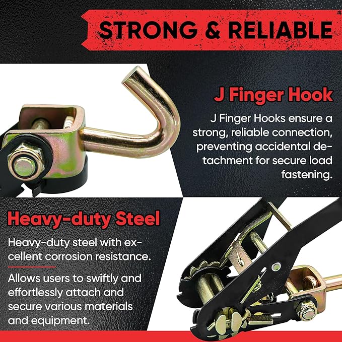 4 Pack Car Tie Down Straps for Trailers 2" x 96" - Image 3
