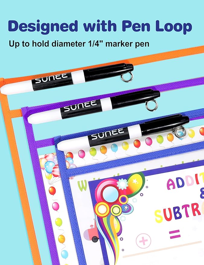 SUNEE 6 Packs Oversized Reusable Dry Erase Pocket Sleeves - Image 4