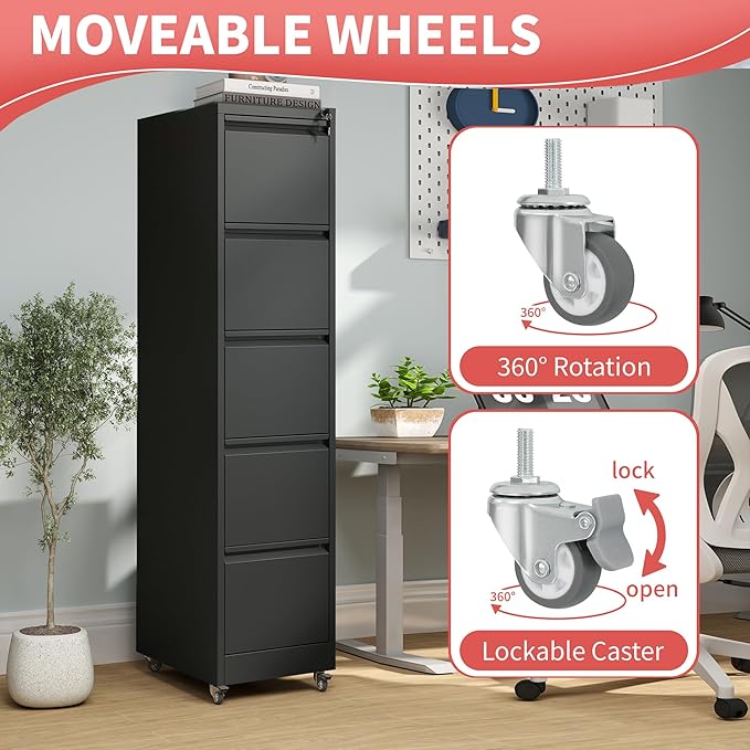 5 Drawer Locking File Cabinet - Image 8