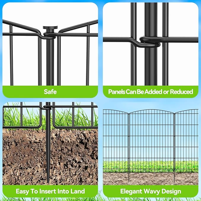 INJOPEXI Decorative Garden Fence 6 Panels 13ft×36in Animal Barrier Fences - Image 6