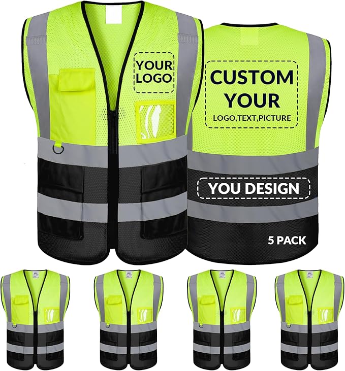 BeautyWill Custom Safety Vest Logo Class 2 High Visibility Reflevtive Vest by BeautyWill