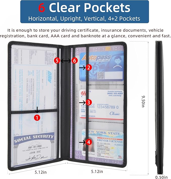 Car Registration and Insurance Holder Glove Box Folder-Premium Car Folder - Image 2