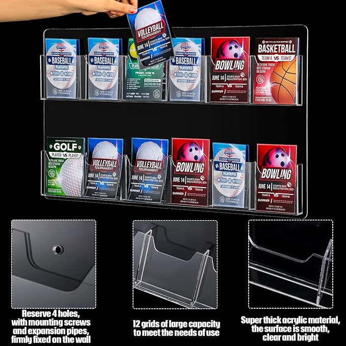 Eersida Acrylic Brochure Pamphlet Holder Brochure Display Stand Business Tri - Image 3