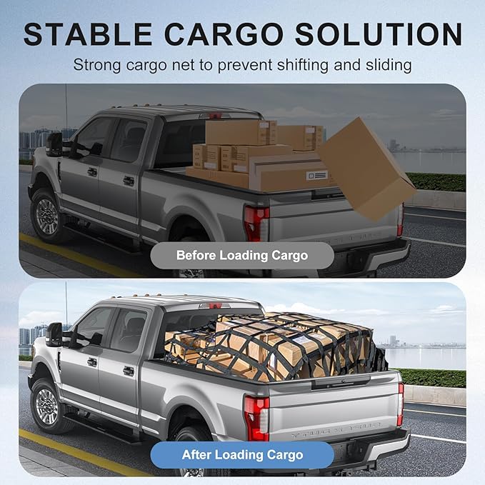 Cargo Net for Pickup Truck Bed, Heavy Duty 1100LBS Capacity, Adjustable Cam - Image 6
