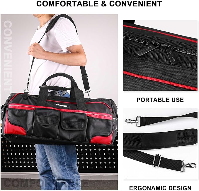 HAUTMEC 24" Large Pro Tool Bag, Heavy-Duty 1680D Double-Layer Fabric Wide Mouth - Image 4