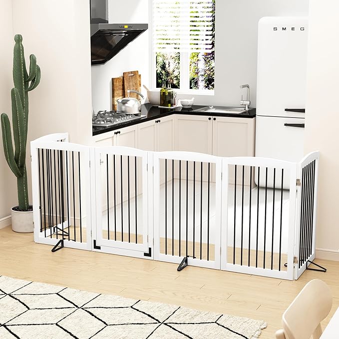 Freestanding Pet Gate with Door, Tall Dog Gate - Image 2