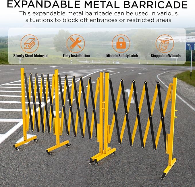 TECSPACE Industrial Expandable Metal Barricade, Expansion Size 8.2 FT, Durable - Image 8
