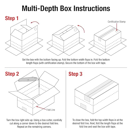 Aviditi Shipping Boxes Multi-Depth 12"L x 9"W x 6"H, Moving and Storage - Image 4