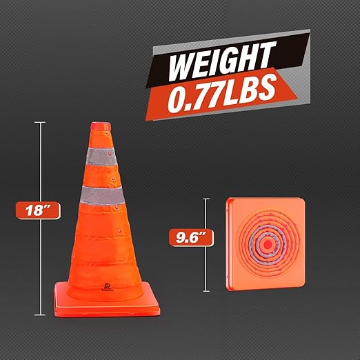 RoadHero 18 Inch 2 Pack Collapsible Traffic Safety Cones, Parking Lots - Image 6