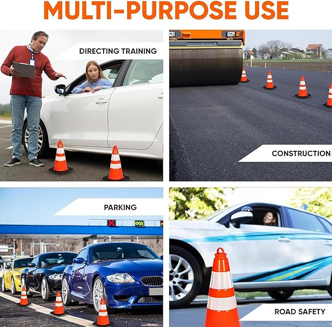Pyle 18" PVC Traffic Cones, Construction, & Sports Training, High-Visibility - Image 6