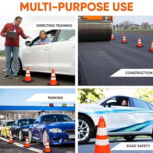 Pyle 18" Traffic Cones 8-Pack, High-Visibility Orange Safety Cones - Image 4