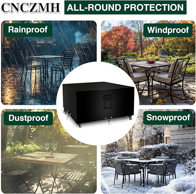 Square Heavy Duty Patio Table Covers Waterproof, 600D Outdoor Dining Table and - Image 6