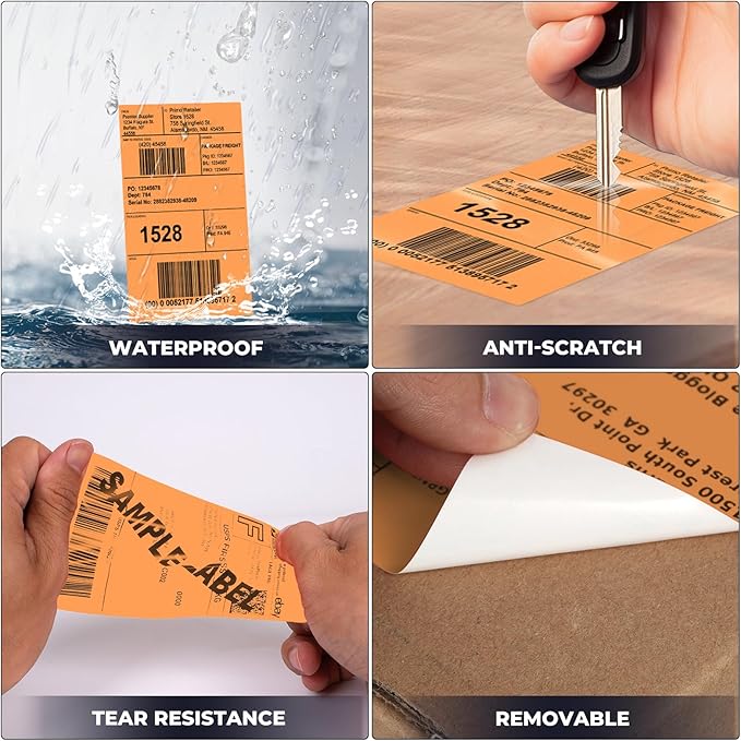 Orange Thermal Labels 3 × 5 Inch Vinyl Self-Adhesive Fanfold Direct Shipping - Image 6