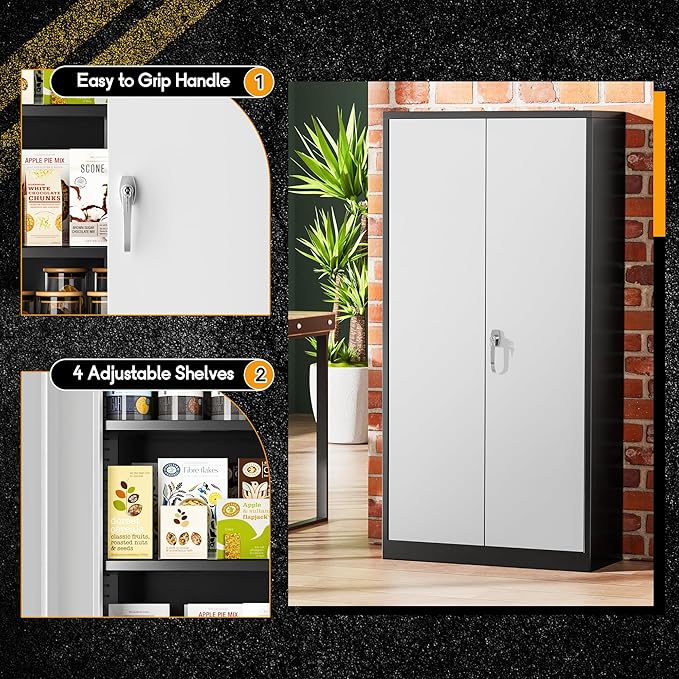 Greenvelly Metal Storage Cabinet, Steel Cabinets - Image 6