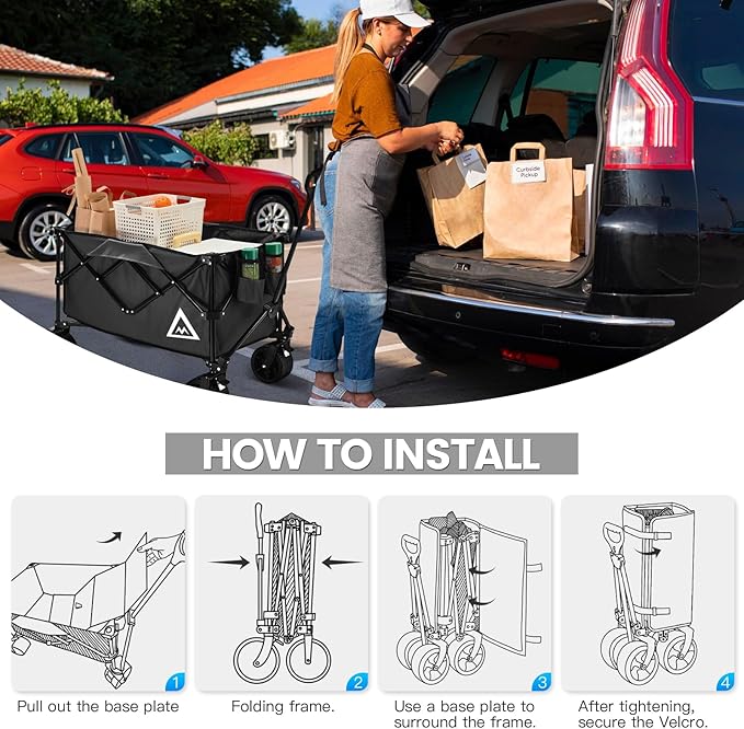 Wagon Cart Shopping Foldable Folding Collapsible - Image 6