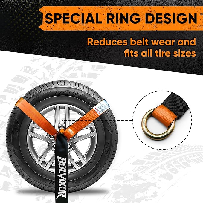 4 Pack Car Tie Down Straps for Trailers 2" x 96" - Image 5