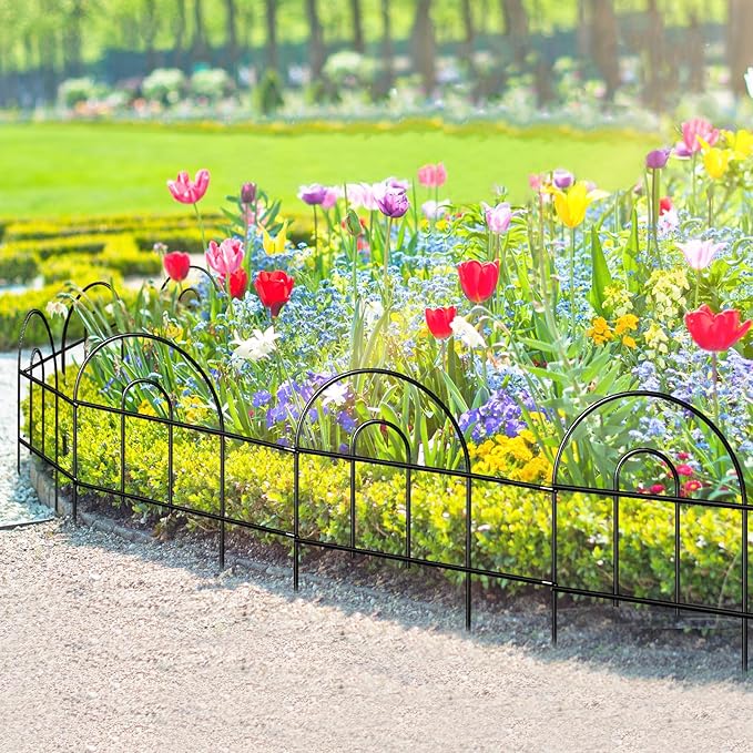 Decorative Black Garden Border Fence 18inX50ft Metal Wire Edging Flower Bed - Image 6
