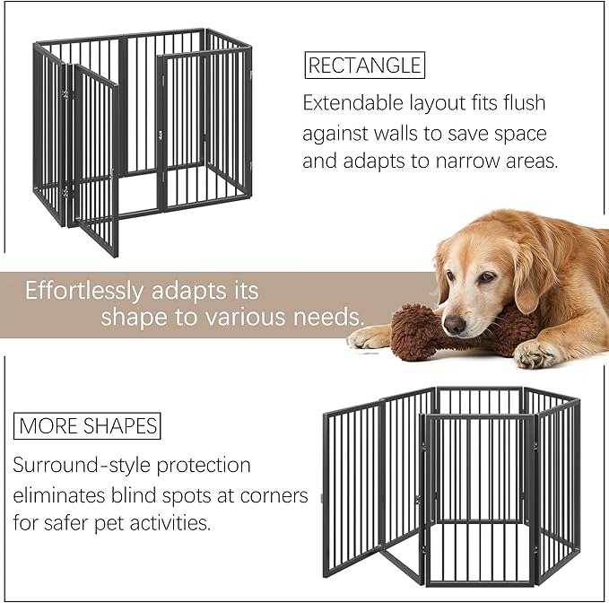 Vantas Folding No-Assembly Metal Pet Gate 120" Wide, Freestanding Accordion - Image 5