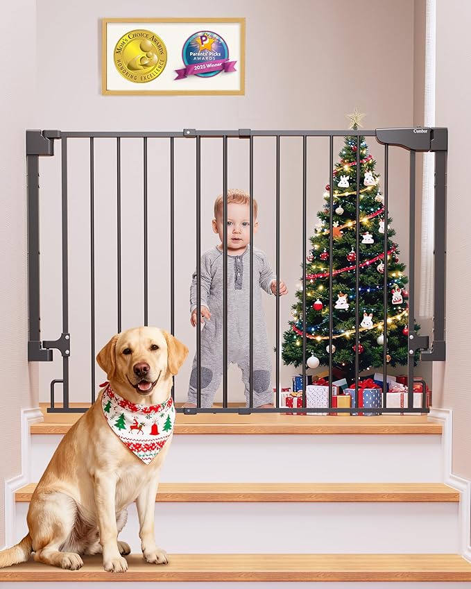 Cumbor 29.2–43" Baby Gate for Stairs, Wall-Mounted, Expandable No Bottom Bar by Cumbor