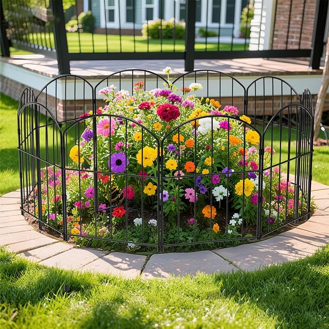 VANCASTLE Decorative Garden Fence Outdoor, Total 10.5ft x 24in, Rustproof Metal - Image 5