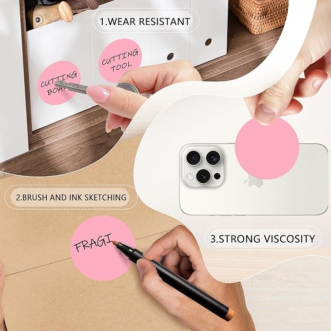 2 Inch Pink Circle Stickers, Permanent Sticky Dots, Colored Dot Stickers - Image 3