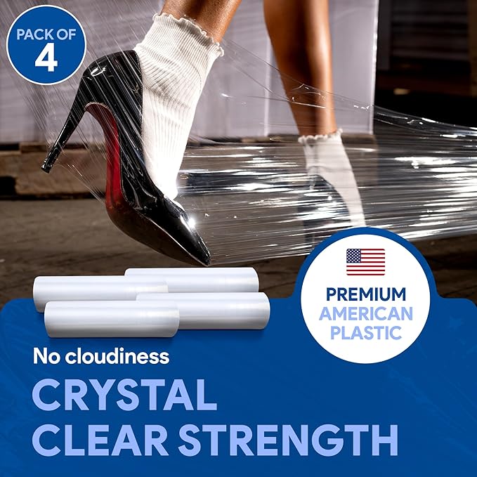 International Plastics Co. 4 Pack of 18" Plastic Stretch Film Wrap 1200 feet - Image 3