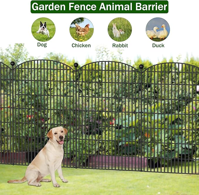 No Dig Decorative Garden Fence 8 Panels, 48 in x 20.8 ft, Dog Fence Outdoor - Image 4