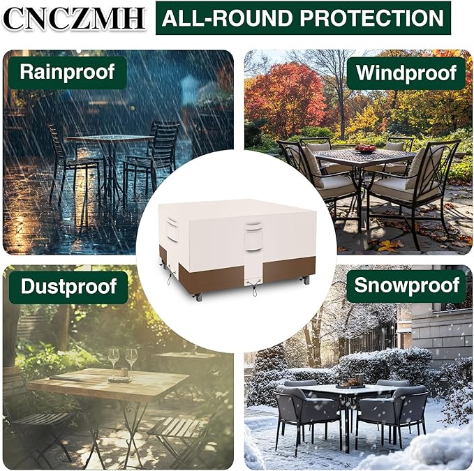 Square Heavy Duty Patio Table Covers Waterproof, 600D Outdoor Dining Table and - Image 6