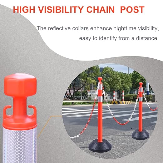 OrangeStar 6 Packs Traffic Delineator Post Cones, 40” Driveway Chain Safety - Image 3