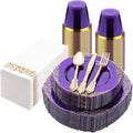 175PCS Clear Purple Plastic Plates by Bestluck