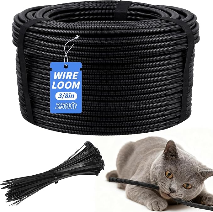 250FT Split Wire Loom Tubing, 3/8 Inch Wire Protector Tubing, Automotive Wire by Oleitodh