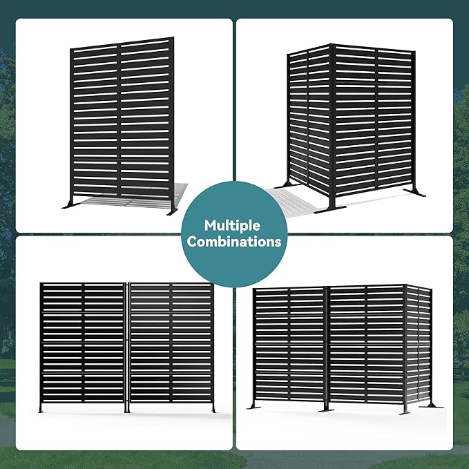 Modern Shade Metal Privacy Screen 72" H x 48" W, Freestanding Decorative - Image 7