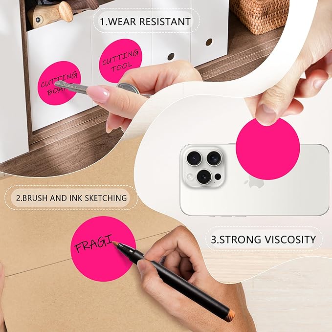 2 Inch Fluorescent Pink Circle Stickers 500 Pcs, Permanent Color Coding Dots - Image 3
