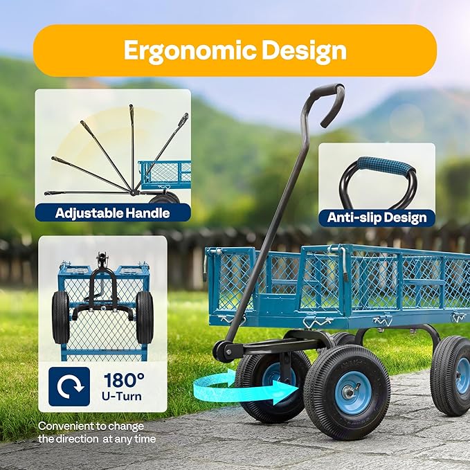VIVOHOME Heavy Duty 880 Lbs Capacity Mesh Steel Garden Cart Folding Utility - Image 7
