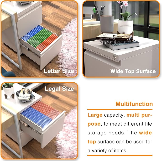 Aobabo 2 Drawer File Cabinet, Metal Filing Cabinet - Image 6