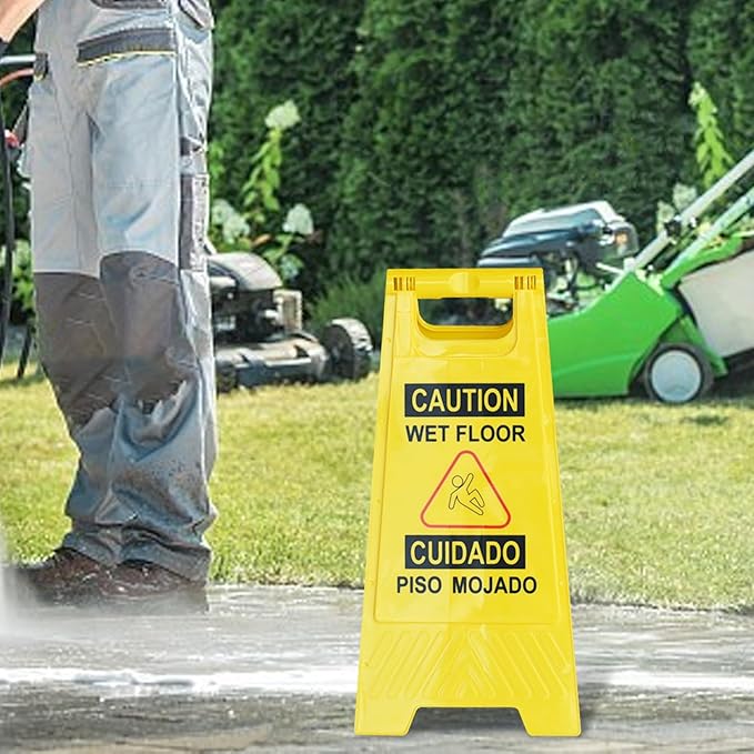 OrangeStar 12-Pack Caution Wet Floor Sign, 23.2” Double-Sided Bilingual Warning - Image 5