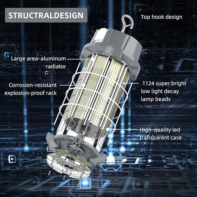 250W LED Temporary Work Light 37, 500 Lumen Construction Lights 5000K LED Work - Image 5