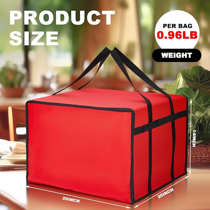 Maxcheck 4 Pcs Insulated Pizza Delivery Bag 20 x 20 x 14 Inch Pizza Warmer Bag - Image 2
