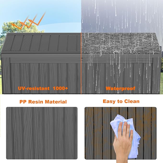 180 Gallon Resin Deck Box, Lockable Patio Outdoor Storage Box - Image 6