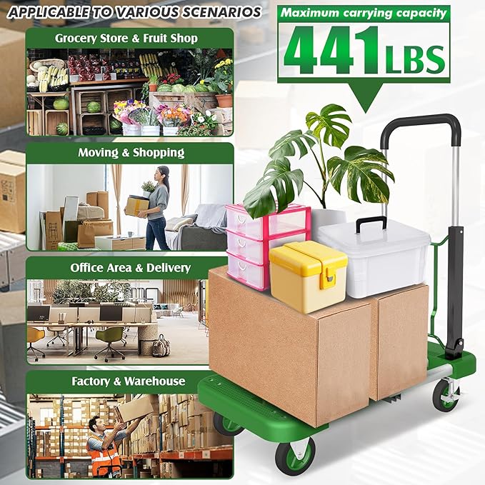 WarmyouHaul Pro Folding Hand Truck, 441LBS Capacity, Adjustable Platform & - Image 2