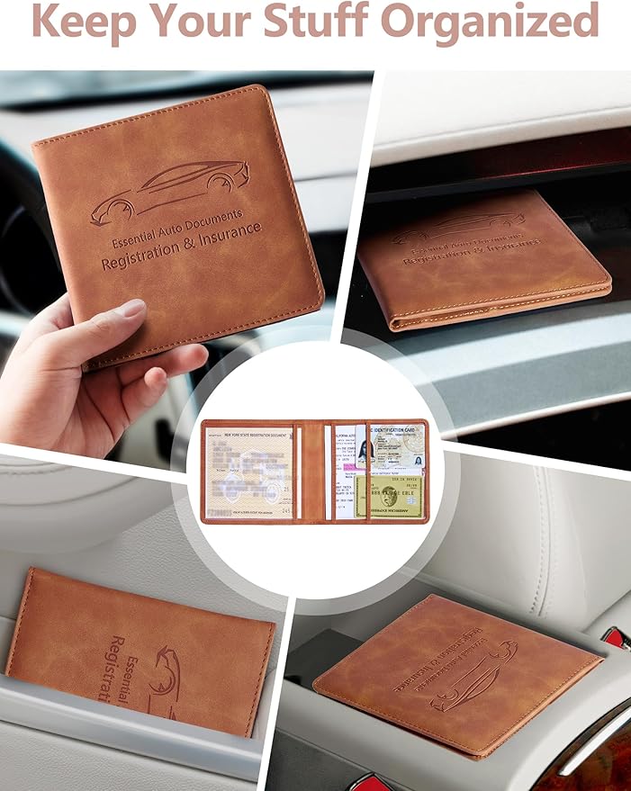 Mymazn Car Registration and Insurance Holder, Faux Leather Glove Box Organizer - Image 6
