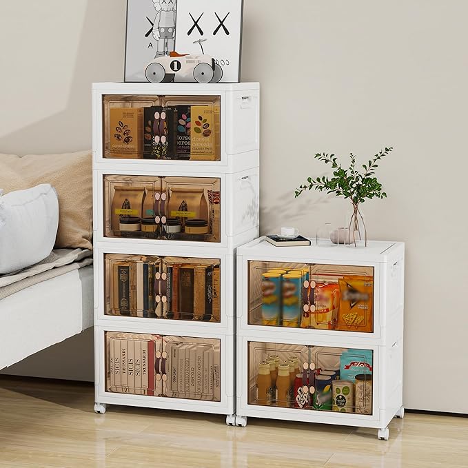Storage Bins with 2 Lids and Wheels, 270QT-45QT*6Tier Collapsible Bathroom by Unknown