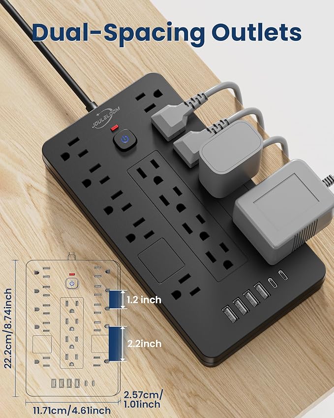 Surge Protector Power Strip-14 Outlets and 6 USB Ports, 10 Feet Flat Plug - Image 4