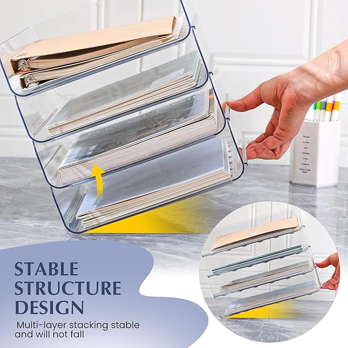 2 Pack Stackable Paper Tray, Acrylic File Organizer - Image 6
