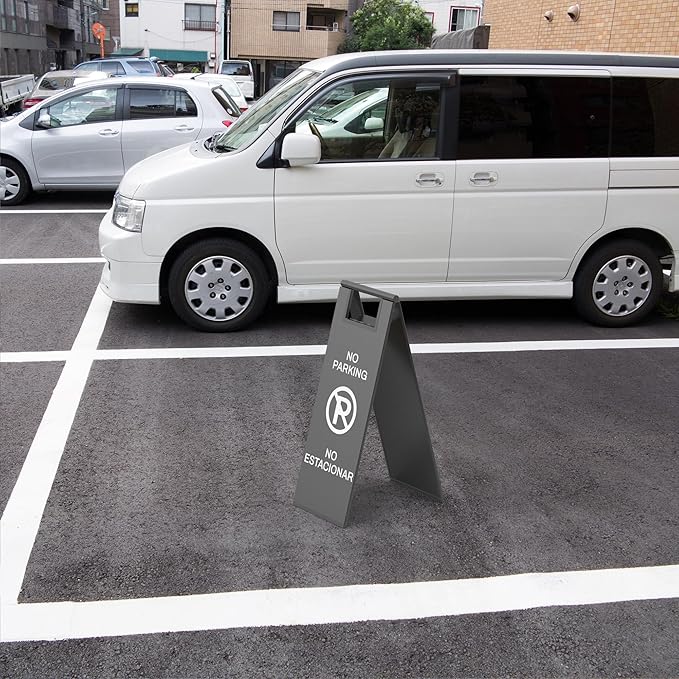 2-Pack No Parking Sign, stainless steel, 24 Inch Height, Double Sided A-Shaped - Image 3